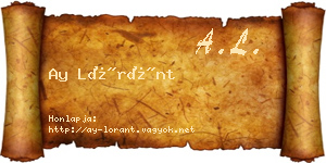 Ay Lóránt névjegykártya